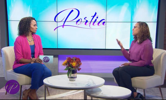 Portia and Michelle Cooke African American doctor sit on fox 5 couch